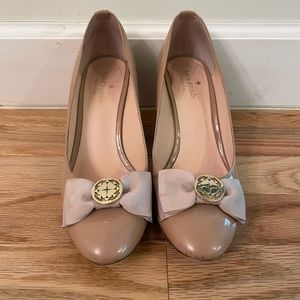 Tan Kate Spade Close Toe Wedges